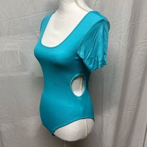 New Primark Ribbed Blue Bodysuit with Side Cut Outs